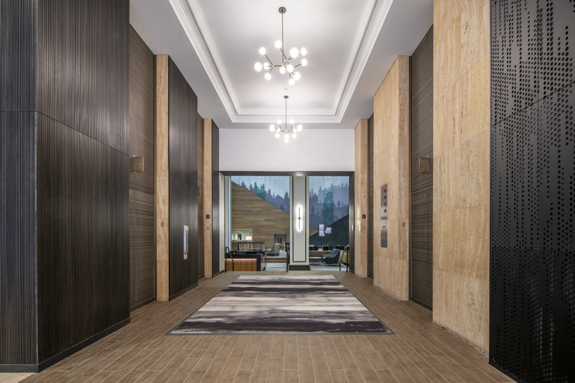 The renovated lobby of the Great Northern Building